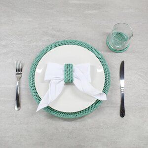 NEW Tight Woven Rattan Placemat/Charger- 1 Piece-Turquoise